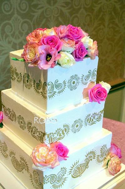 Henna/Mehndi Design Wedding Cake - Cake by Maria @ RooneyGirl BakeShop