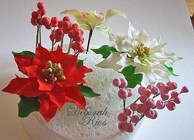 Gumpaste poinsettias - Cake by Sugared Inspirations by Debbie