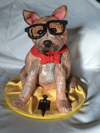 Yorkie sculpted dog cake - Graduation cake - Cake by Caroline Diaz 