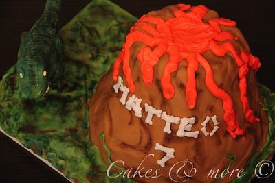 Dinosaur and volcano birthday cake - Cake by Elli & Mary