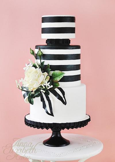 Black and White Stripe - Cake by Anna Elizabeth Cakes