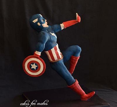 Gravity Defying Captain America Cake - Cake by Cakes for mates