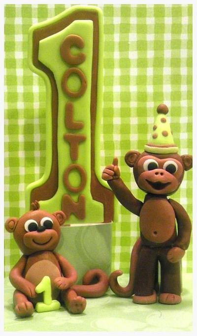  First Birthday Monkey Toppers  - Cake by BellaCakes & Confections