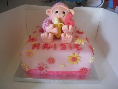 Birthday Cake Maisie's Pink Monkey. - Cake by Chantal O'Brien