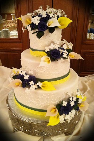 Green, yellow, blue wedding cake - Cake by Skmaestas