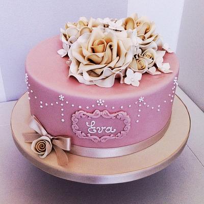 Ivory and Pink - Cake by Bella's Bakery