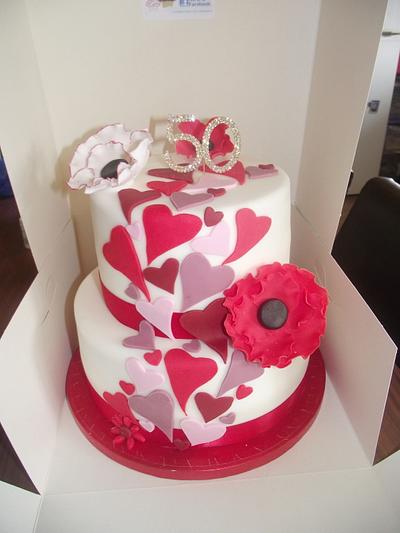 hearts and poppies - Cake by lisa's cakes