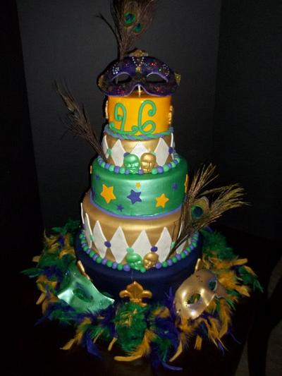 Mardi Grass Sweet 16 Cake - Cake by Teresa