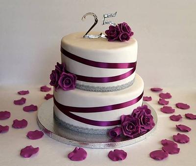 Silver wedding anniversary cake - Cake by TheCakeConcept