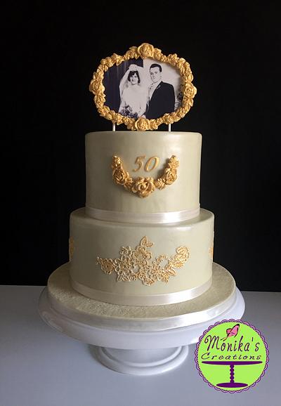 Golden Wedding Anniversary Cake - Cake by Monika's Creations