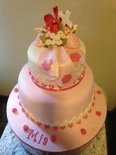 Pink Christening cake - Cake by Helenscakecraft
