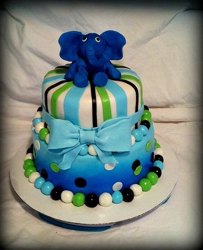 Elephant Themed Baby Shower Cake - Cake by Angel Rushing