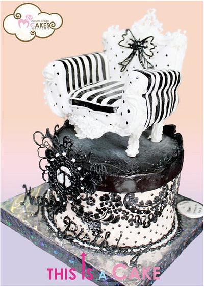 Black and White Chair Birthday Cake - Cake by megumi suzuki