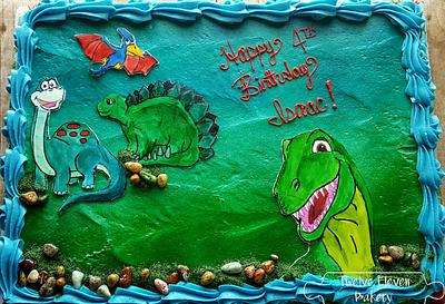 Old school dino cake - Cake by Shannon @ Kitchen Witch Chronicles 