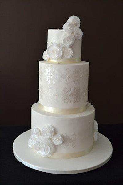 The Sugar Nursery's Wafer Paper Rose Wedding Cake - Cake by The Sugar Nursery - Cake Shop & Imaginarium