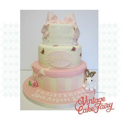 Pretty Vintage Christening Cake - Cake by Vintage Cake Fairy