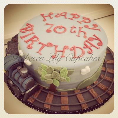 70th birthday train cake. - Cake by RebeccaLilyCupcakes