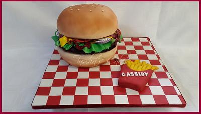 Burger and Chips - Cake by Tascha's Cakes