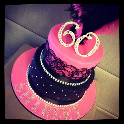 Hot pink, black & bling - Cake by cjsweettreats