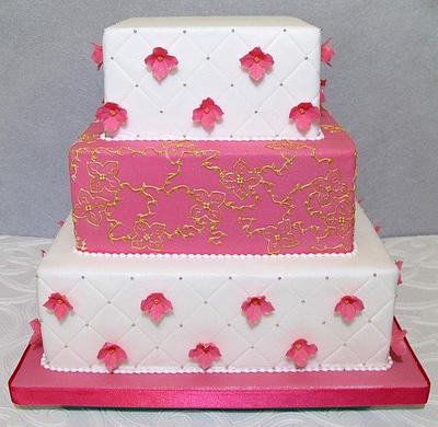 Square Hydrangea Wedding Cake - Cake by Natasha Shomali
