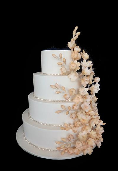 Ivory wedding  with Freesias  - Cake by Unusual cakes for you 