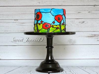 Stained Glass Poppies - Cake by Jennifer Kennedy O'Friel - Sweet JennieD