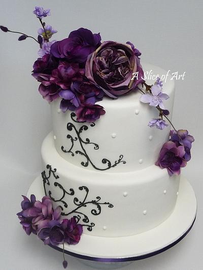 Black scroll wedding cake - Cake by A Slice of Art