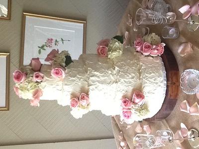 Rustic Textured Buttercream and Roses - Cake by Suanne
