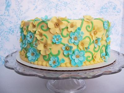 Yellow and blue floral - Cake by Corrie