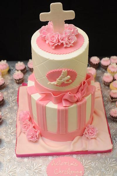 Pink Christening Cake - Cake by Sugarpixy