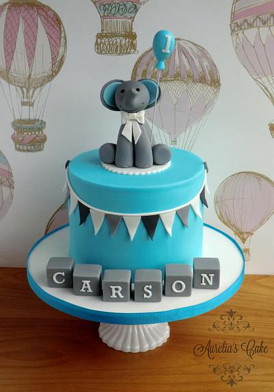 Blue and Grey First Birthday Cake - Cake by Aurelia's Cake