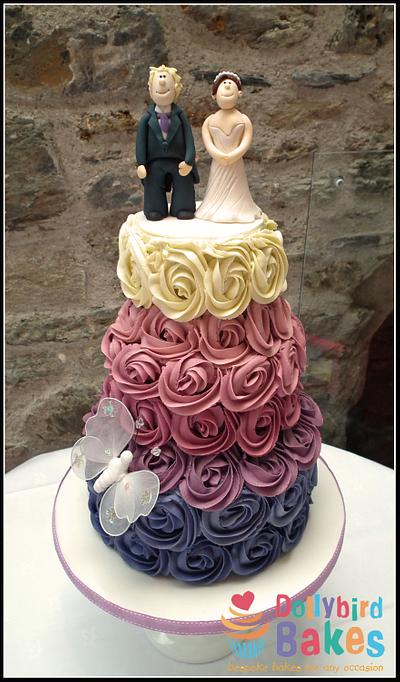 Ombre buttercream rose wedding cake - Cake by Dollybird Bakes