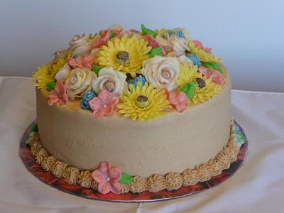 chocolate modeling clay flowers - Cake by Marcia Hardaker