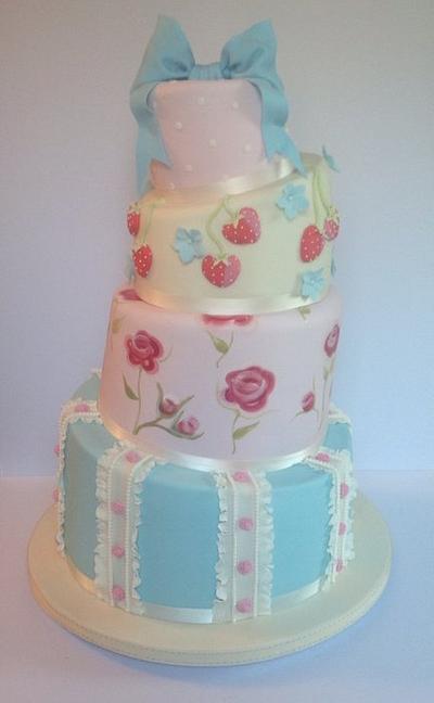 Cath Kidston inspired wonky tiered cake. - Cake by Fatcakes