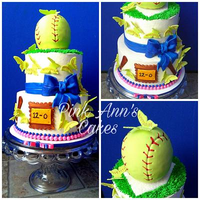 Girly softball cake - Cake by  Pink Ann's Cakes