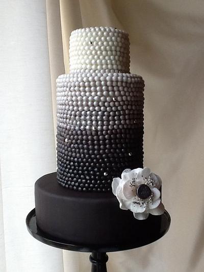 Black, Gray & White Pearl Ombre' with Anenome cake - Cake by The Vagabond Baker