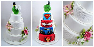 wedding cake with avengers - Cake by EvelynsCake