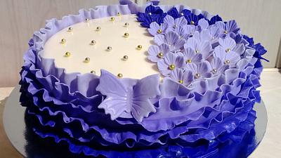 Ruffles,flowers, butterflies - Cake by AVANI