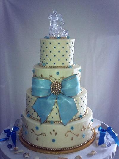 blue and gold wedding - Cake by Joy Jarriel