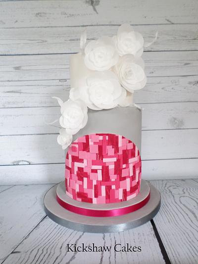 Pink, Grey and White Cake - Cake by Kickshaw Cakes