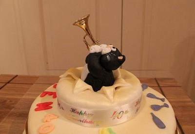 40th birthday Cat and Trumpet - Cake by marge1