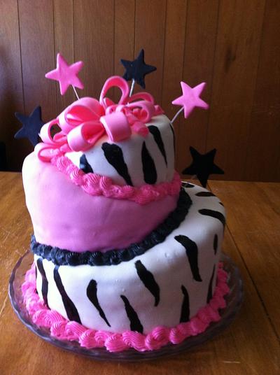 3 tier zebra stripped topsy turvy cake - Cake by Lori