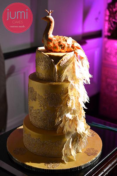 Gold Peacock Dress cake - Cake by jumicakes