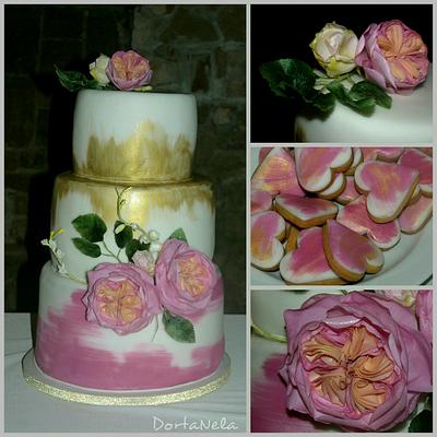Wedding cake with flowers from edible paper - Cake by DortaNela