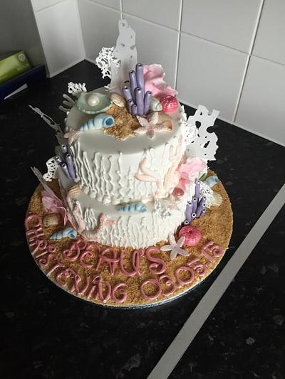Beach theme christening cake - Cake by Maria-Louise Cakes