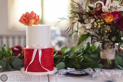 Fire Rose + Red Glitter Cake - Cake by Enticing Icing
