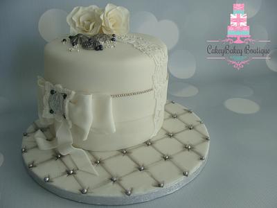 White Vintage Birthday Cake - Cake by CakeyBakey Boutique