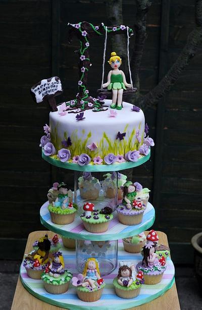 tinkerbell cupcake tower - Cake by HeavenlySweets