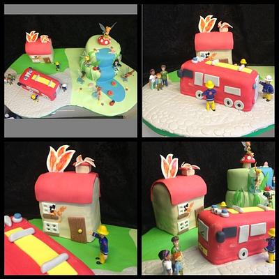 Fireman Sam joint cake - Cake by Kirstie's cakes