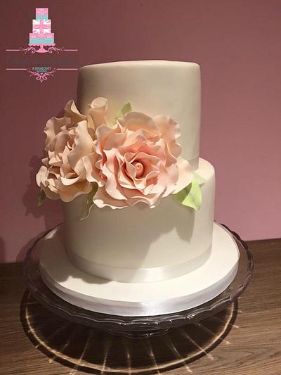 Tiny little ruffle rose wedding cake - Cake by CakeyBakey Boutique